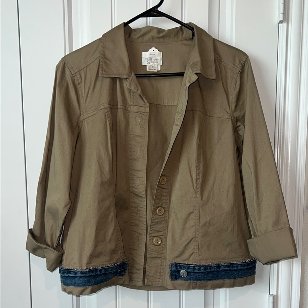 (Up) Cycled Tan Jacket with Horse and Floral Patch